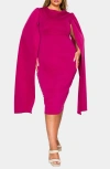L I V D Naomi Cape Sleeve Midi Dress In Pink