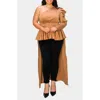 L I V D Nicolette One-shoulder Peplum Top In Light/pastel Brown