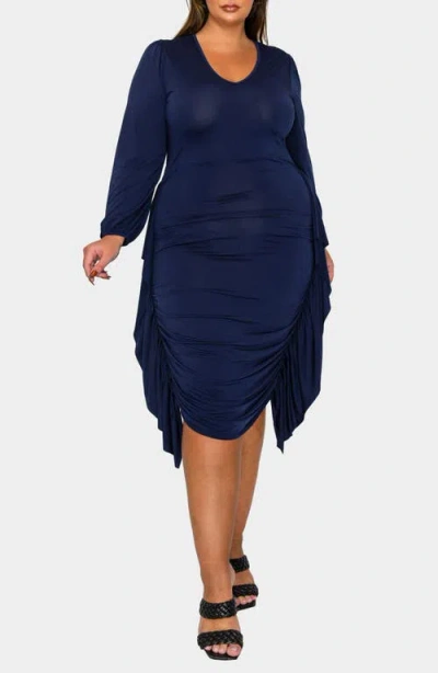 L I V D Nova Ruched Bodycon Dress In Blue