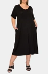 L I V D Olivia Short Sleeve Midi Dress In Black