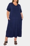 L I V D Olivia Short Sleeve Midi Dress In Blue
