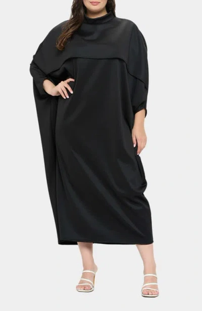 L I V D Potter Cape Sleeve Midi Dress In Black