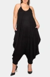 L I V D Quinn Pocket Balloon Leg Jumpsuit In Black
