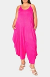 L I V D Quinn Pocket Balloon Leg Jumpsuit In Bright Pink