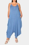 L I V D Quinn Pocket Balloon Leg Jumpsuit In Indigo