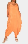 L I V D Quinn Pocket Balloon Leg Jumpsuit In Orange