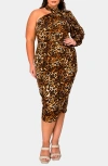 L I V D Relia One-shoulder Midi Dress In Taupe