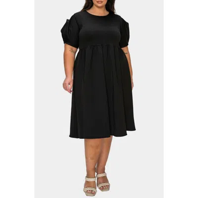 L I V D Rosie Florette Puff Sleeve Midi Dress In Black