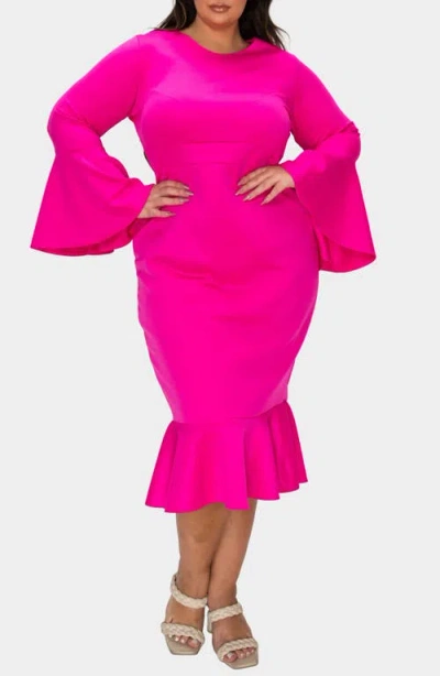 L I V D Sabrina Long Sleeve Mermaid Dress In Pink
