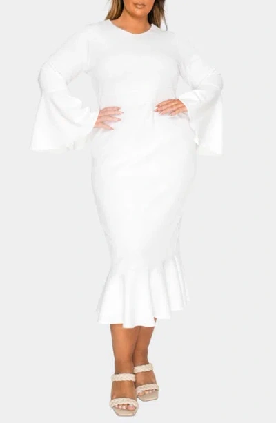 L I V D Sabrina Long Sleeve Mermaid Dress In White