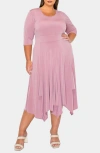 L I V D Shay Handkerchief Hem Midi Dress In Mauve
