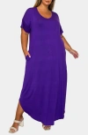 L I V D Short Sleeve Jersey Maxi Dress In Purple