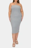 L I V D Sienna Halter Rib Midi Dress In Light Grey