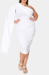 L I V D Spade One-shoulder Cape Dress In White