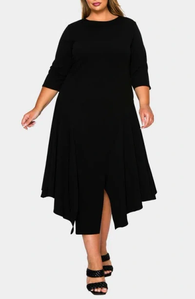 L I V D Vida Asymmetric Split Hem Crepe Maxi Dress In Black