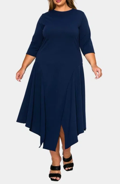 L I V D Vida Asymmetric Split Hem Crepe Maxi Dress In Blue