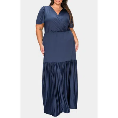 L I V D Violetta Tiered Surplice Dress In Blue