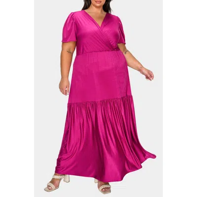 L I V D Violetta Tiered Surplice Dress In Pink