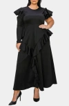 L I V D Vivienne Ruffle Maxi Dress In Black