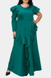 L I V D Vivienne Ruffle Maxi Dress In Green