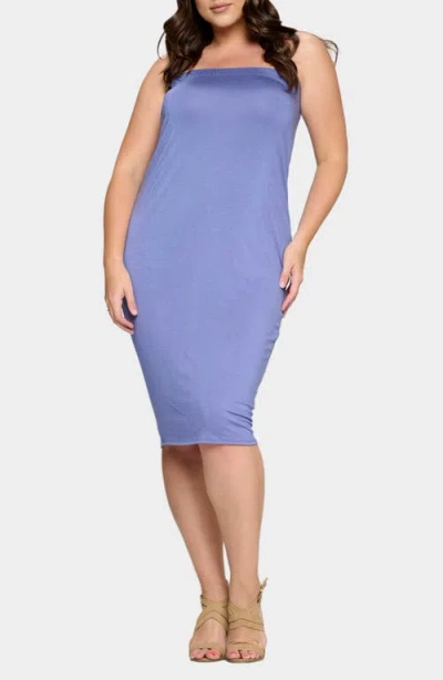 L I V D Willow Strapless Jersey Dress In Denim