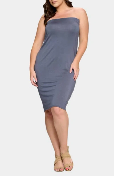 L I V D Willow Strapless Jersey Dress In Light/pastel Grey