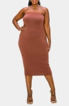 L I V D Willow Strapless Jersey Dress In Rust/copper