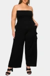 L I V D Yumi Strapless Cargo Jumpsuit In Black