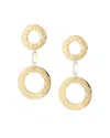 L. Klein 18k Yellow Gold Como Hammered Circle Double Drop Earrings In Gold