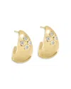 L. Klein 18k Yellow Gold Dome Diamond Bezel Graduated Hoop Earrings In Gold