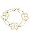 L. Klein 18k Yellow Gold Fiore Diamond Openwork Flower Link Bracelet In Gold
