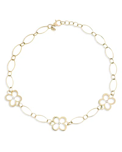 L. Klein 18k Yellow Gold Fiore Diamond Openwork Flower Link Collar Necklace, 16-18