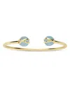 L. Klein 18k Yellow Gold Prisma Aquamarine Cuff Bangle Bracelet In Blue/gold