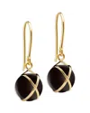 L. Klein 18k Gold Black Agate Drop Earrings In Black/gold