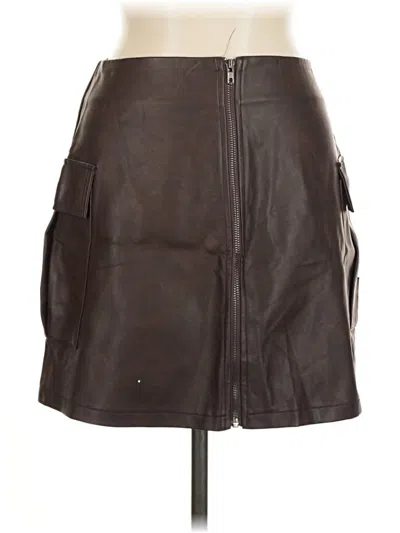 Pre-owned L Love Faux Leather Skirt In Brown