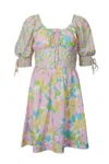 L Michele Floral-print Corset-effect Satin Mini Dress In Pastel Multi In Multi