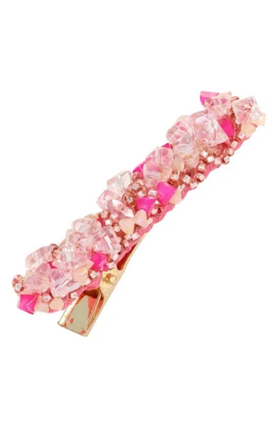 L Erickson Mini Jana Crystal Pinch Clip In Pink