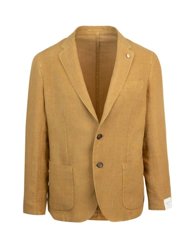 L.b.m 1911 Single-breasted Jacket In Linen In Arancione