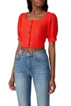 LOVE SMOCKED CROP TOP IN RED