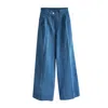 L2r The Label Wide-leg Pants In Blue Denim In Blue