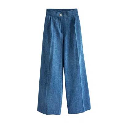 L2r The Label Wide-leg Pants In Blue Denim