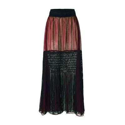 L2r The Label Women's Black / Brown Embellished Brown Organza Tiered Sheer Skirt In Multi