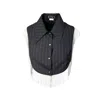 L2r The Label Women's Black / Brown Reversible Metallic Fringe Vest In Pinstriped Black