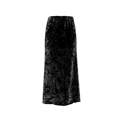 L2r The Label Women's Black Crushed Velvet Amal Draped Skirt