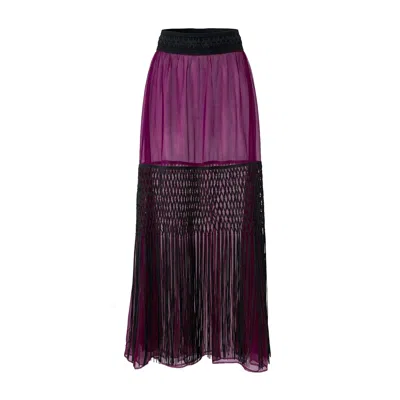 L2r The Label Women's Black / Purple Embellished Plum Organza Tiered Sheer Skirt In Multi