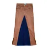 L2r The Label Women's Blue / Brown Maxi Denim Skirt In Brown And Blue In Blue/brown