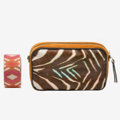 L2r The Label Women's Blue / Brown / Neutrals Camelia Zebra Bag In Blue/brown