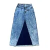L2r The Label Women's Blue Denim Skirt With Silver Studded Buttons In Blue