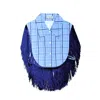 L2r The Label Women's Blue / White / Grey Plaid Blue Reversible Fringe Vest In Multi