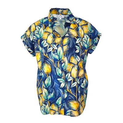 L2r The Label Women's Blue / Yellow Blue & Yellow Linen Short-sleeved Shirt In Multi
